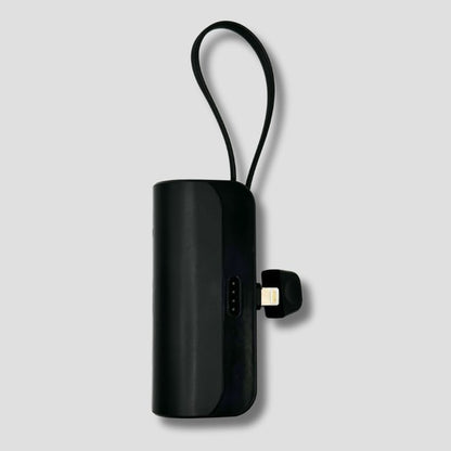 Side view of BoostBuddy charger with a lightning connector, featuring a loop handle for easy portability.